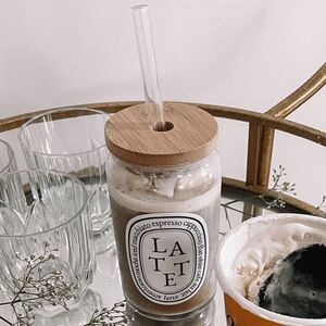 NEW 16 oz Beer Glass with Lid/Straw - Latte, Coffee, or Matcha Label